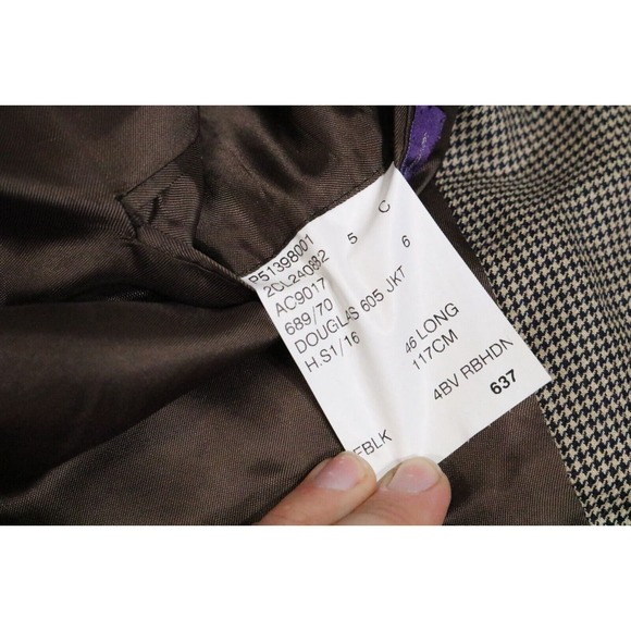 Vtg Ralph Lauren Purple Label Cashmere Houndstooth Men Jacket Blazer 46L - Picture 14 of 14